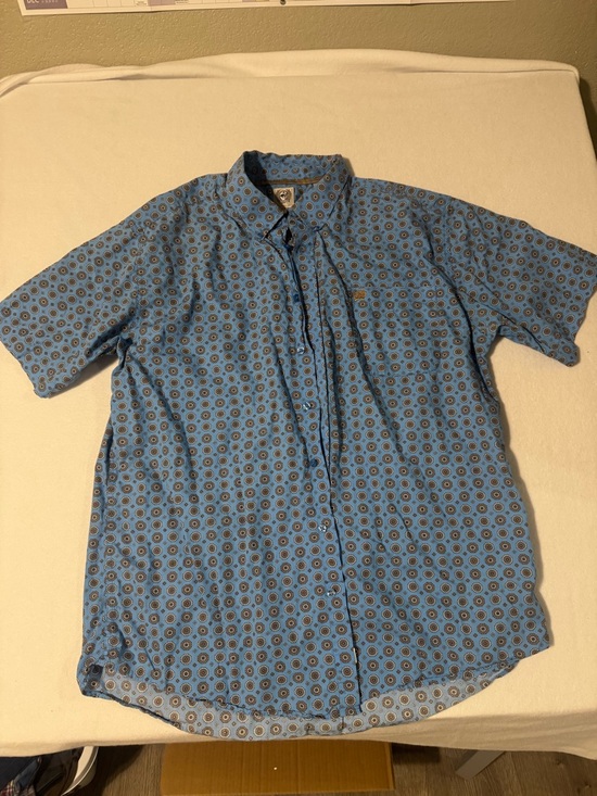 Cinch Other - Cinch Blue Short-Sleeve Button Down Shirt with Circular Print